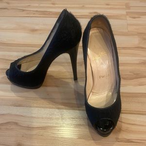 Christian Louboutin Black Pony Hair Heels Size 36. Excellent Condition!